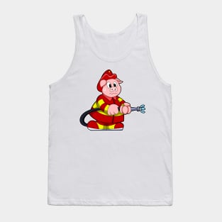 Pig as Firefighter with Fire extinguisher Tank Top